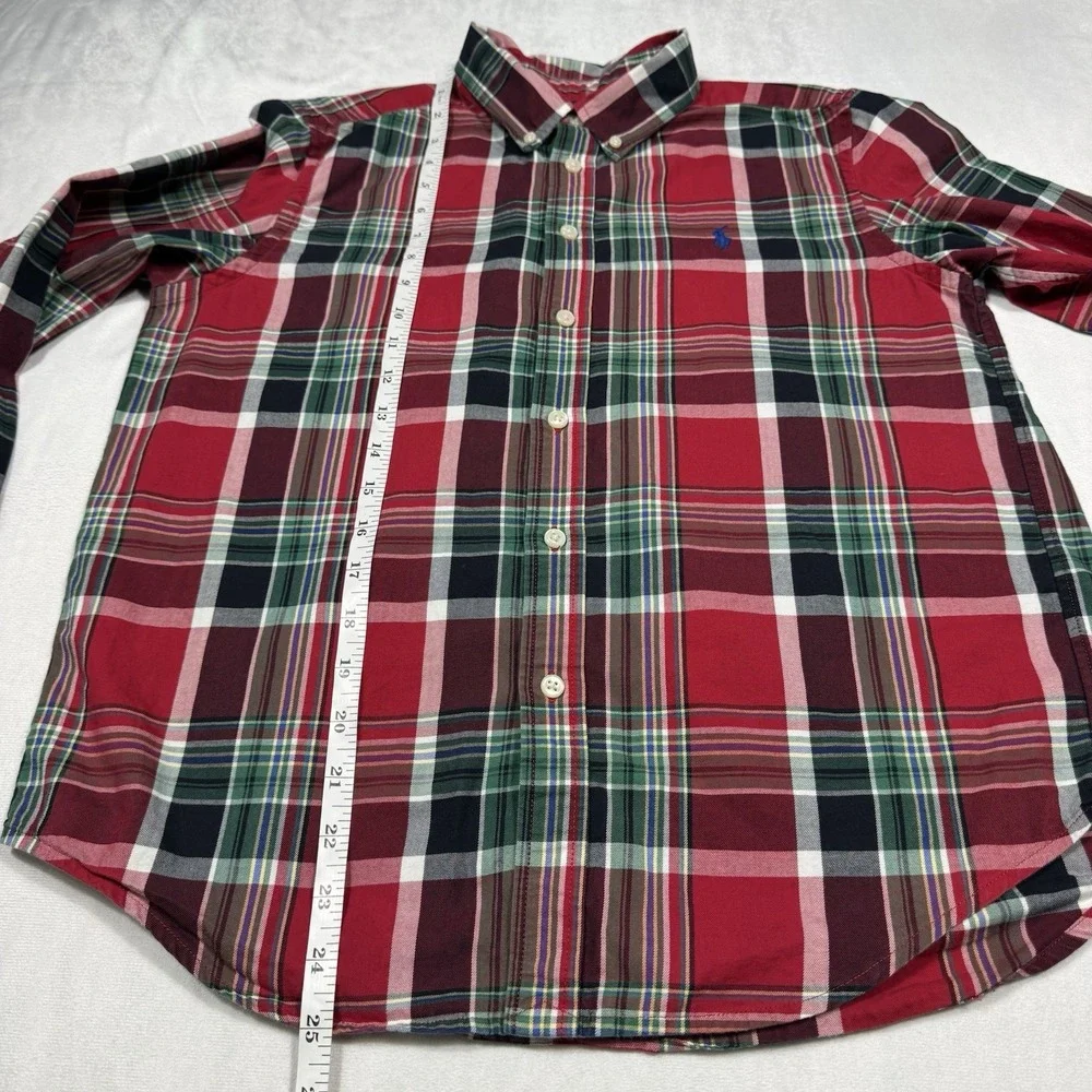 Ralph Lauren Plaid Shirt‎ L (14-16) Button Down Long Sleeve Red Green